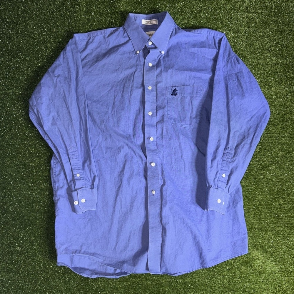 Vintage Walt Disney World Mensβ Blue Oxford Shirt Mickey Mouse Embroidered Large